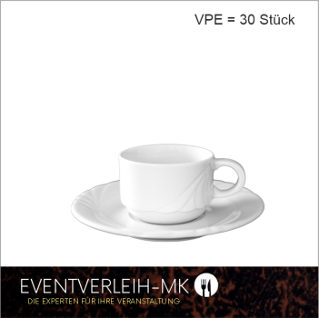 Kaffeetasse 0,18l mit Untertasse - (Weiss mit Muster)